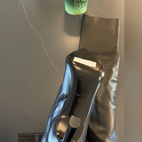 NEW COURREGES Sharp Leather High Boots In Black 38 Womens Over the Knee - Picture 11 of 12